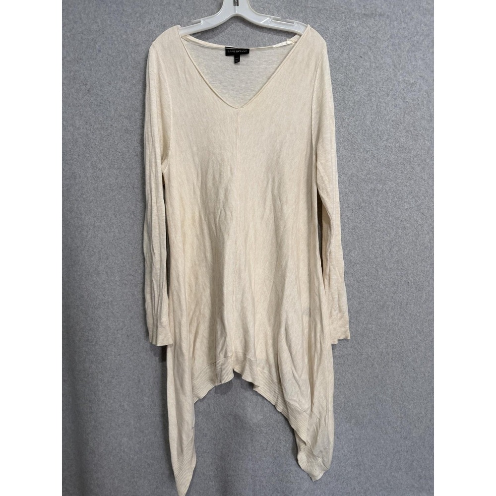 Lane Bryant Sweater Tunic Womens 18/20 White V Neck Knit Lightweight High Low